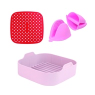 Air Fryer Silicone Pot Accessories Set Air Fryer Liners Silicone Air Fryer Basket Mat With Mini Silicone Oven Gloves