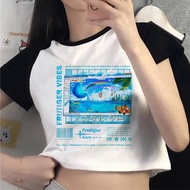 Frutiger Aero crop top teen graphic scene  streetwear baddie alternative  shirt grunge manga japan b