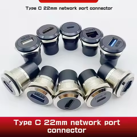 1Pcs Metal Round Socket Module D Type RJ45 Straight Through Network USB2.0 USB3.0 Connector Panel Mo