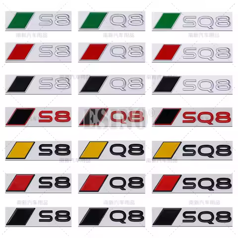 Car Styling S8 Q8 SQ8 3D Adhesive Metal Alloy Emblem Car Body Rear Trunk Badge Auto Accessory For Au