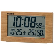 Seiko Clock Alarm Clock Table Clock Natural Radio Wave Digital Calendar Comfort Temperature Humidity Display Light Brown Wood Grain SQ784A SEIKO