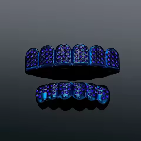 Glossy Finish Teeth Grillz Top Bottom Set Eco-friendly Copper Shiny Teeth Grillz Caps Rhinestone Ant