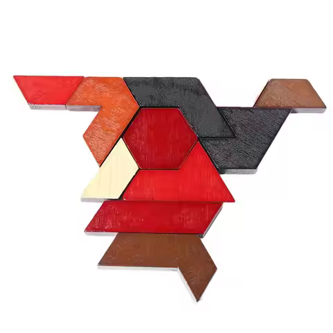 Puzzle Game Geometric Shape Wooden IQ Brain Teaser Puzzles Board Educational Tangram Board