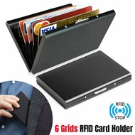 黑色金屬卡包  6卡位不銹鋼防消磁小巧卡盒 防盜刷銀行卡套 卡片夾