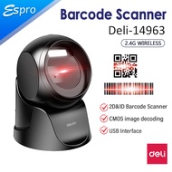 Deli 14963 Barcode Scanner Machine bar Code Grab Wired Code Scanning
