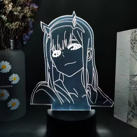 7 Color Acrylic Lamp Anime Darling Zero Two Figurine Nightlight Kawaii 02 Darling Room Decor Aesthet