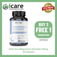 [ICARE PHARMACY] Herb Terra Magnesium Glycinate + 500mg 60 Veg Capsules [Halal Certified] Sleep Supp