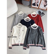 (Salt Fragrance) Wool cardigan with horse embroidered stripes - code 6208