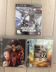 PS3 Gundam Breaker, Soulcalibur IV, Dynasty Warriors 5 Games