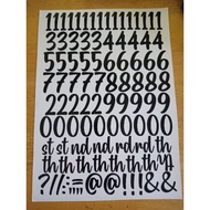 sticker belon number 1- 9 + symbol... with transfer tape