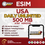 eSIM USA(Promo) Daily Unlimited 500 MB Data | eSIM Activated Instantly