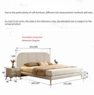 HOMIE LIFE Genuine leather bed frame เตียงมินิมอล 180 double bed bedroom เตียงนอน 6 ฟุต 5 ฟุต H16 1.5M(1500mm*2000mm) One