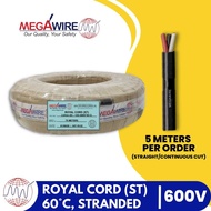 ROYAL CORD (2C - 4C), (5M) 60°, 600V - BLACK  (5 METERS PER ORDER - STRAIGHT/CONTINUOUS CUT)