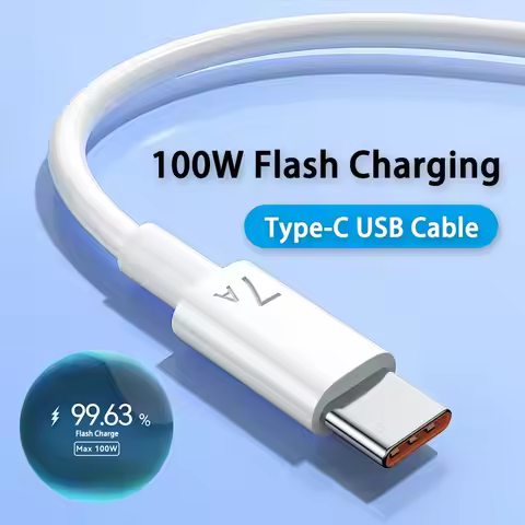 100W 7A Fast Charging USB Type C Cable for Xiaomi Redmi POCO Huawei Honor Mobile Phone Charger Power