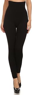 Women's Empire Waist Tummy Compression Control Top Leggings, French Terry Lining