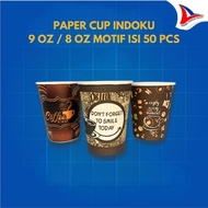 Indoku 9 Oz Paper Cup 8 Oz Patterned/ Coffee Paper Cups, 50 Pcs, Cheap Cod Promo