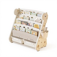 Kids book rack Toy Organizer Multitier Storage Rack 2-in-1 Book Display Shelf Nursery Playroom Bedro