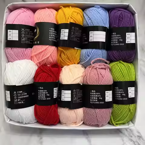 10pcs/Lot Milk Cotton Yarn 500g Soft Selected Dyed 4ply Knitting Yarn Set for Crochet Wowen Bags Swe