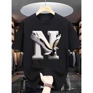 Four Seasons Lelaki Fesyen Bercetak Corak Surat T-shirt Lengan Pendek Uniseks