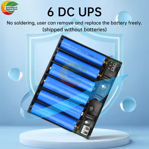 5V 9V 12V Output 6x 18650 Battery UPS Uninterrupted Power Supply DIY Power Bank Box for House Router