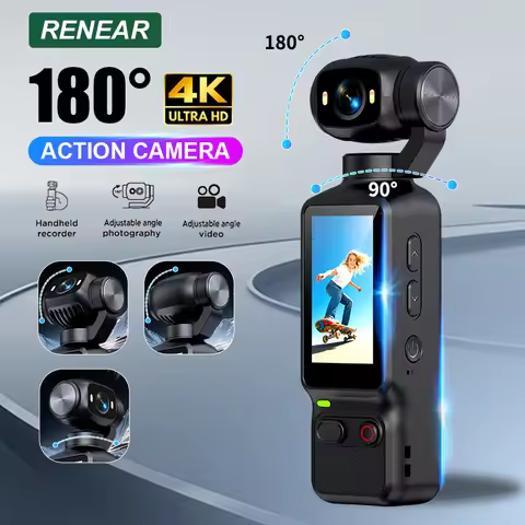 Portable HD 4K Action Camera Manual 90 180 Degree Rotation For YouTube Vlog Video Recording Record L