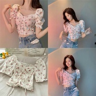 Shpsby - DEROSE SMOCK SABRINA TOP Blouse Women Short Sleeves Floral