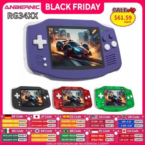 ANBERNIC RG 34XX Handheld Game Console 3.4” IPS 720*480 Screen Linux 64-bit 3500mAH Bluetooth RG34XX