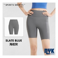 NYK Women Sports 5-Point Shorts Leggings with Side Pockets High Waist Yoga Short Pants Running Bike