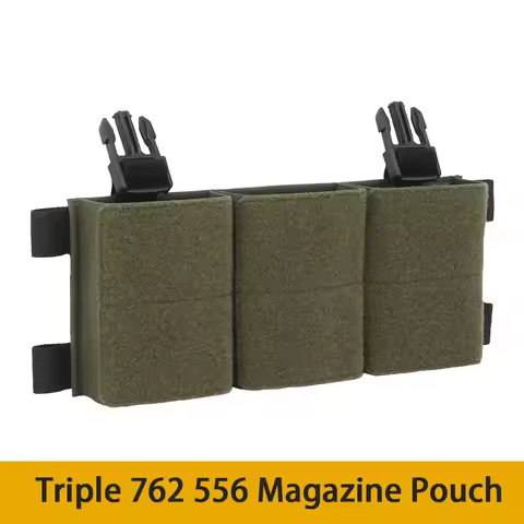 Tactical Triple 556/762 Magazine Pouch Dual Placard SR AR SCAR G3 AK M4 Mag Bag LV119 HSP Vest Plate