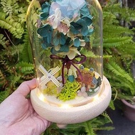永生花玻璃罩-溫馨小花園/玻璃罩小夜燈/乾燥花/永生花