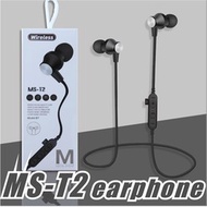 MS-T2 MAGNETIC BLUETOOTH EARPHONE WIRELESS HEADSET MIC / MP3 EARBUD BASS BT 4.2
