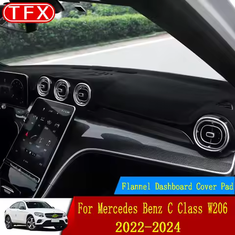 Flannel Dashboard Cover Pad for Mercedes Benz C Class W206 220d AMG C43 2022 2023 2024 Anti-Slip Mat