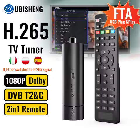 UBISHENG H265 DVBT2/DVB C TV Decoder HEVC 10Bit Dolby HD TV Tuner T2 Digital Terrestrial Recevier PV