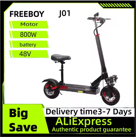 FREEBOY J01 Adult Foldable Escooter 800W Electric Scooter 48V Battery Electric Skateboard 10 Inch Ti