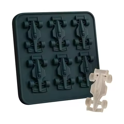 3D Formula Racing Car Ice Mold with 6-Cavity Silicone Fondant Cake Mold Tray DIY Baking Tool for Cho