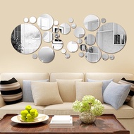 [Ready Stock] 26/32pcs Round 3D Mirror Wall Sticker 15cm DIY TV Background Living Room Stickers Wall