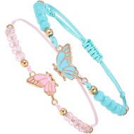 Bewudy 2PCS Butterfly Friendship Bracelets, Butterfly Matching Bracelets, Adjustable Strand Best Fri