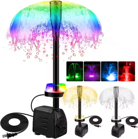 15W 800L/H Submersible Pond Fountain Pump with LED Lights Pond Fountain Pumps for Pond Garden Aquari