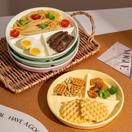 Ceramic Compartmented Breakfast Plate211Single Serving Children's and Adults' Tableware Weight Loss 