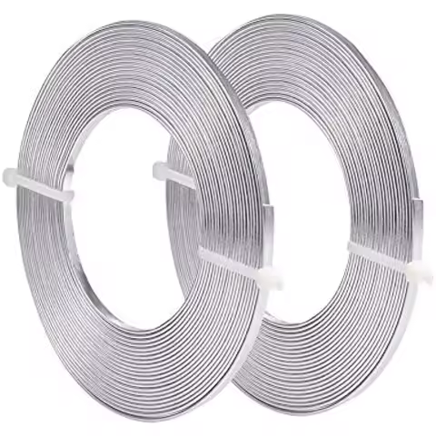2 Rolls 3mm Wide Flat Jewelry Craft Wire 18 Gauge Aluminum Wire for Bezel Jewelry Making, Sculpting,