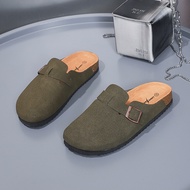 BK-02-1 Sandals For Men And Women Leather Clogs Unisex Flat Half Sandals Couple Casual Outdoor