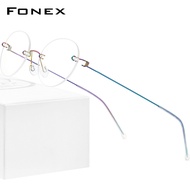 FONEX แว่นตาอัลลอยด์ไทเทเนียมสำหรับผู้ชายและผู้หญิงแว่นตาไร้กรอบไร้กรอบย้อนยุคสไตล์เกาหลีแว่นตาสวยงาม98630