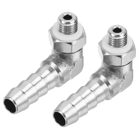 2Pc Nickel-plated Copper Hose Barb Fitting Elbow 6mm Barbed M6x0.75 M6/8/10x1 Male Thread Right Angl