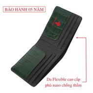 Ví da nam dập vân màu xanh lá (Không để được giấy tờ cũ) - Bảo hành 5 năm - B08