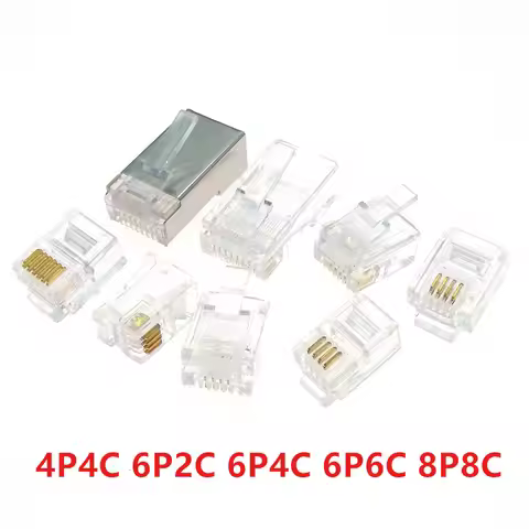20PCS RJ11 4P4C 6P2C 6P4C 6P6C 8P8 Telephone Internet Modular Plug Jack RJ45 Connector RJ-11 Crystal