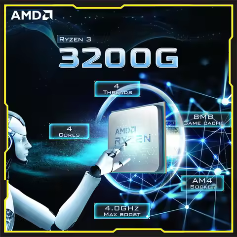 AMD Ryzen 3 3200G 3.6GHz 4 Core 4 Thread 65W AM4 CPU With Radeon Vega 8 Graphics Integrated Gaming D