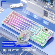 AULA-F98pro Transparent Wireless Bluetooth Three-mode Mechanical Keyboard Customized Ice Crystal Gas
