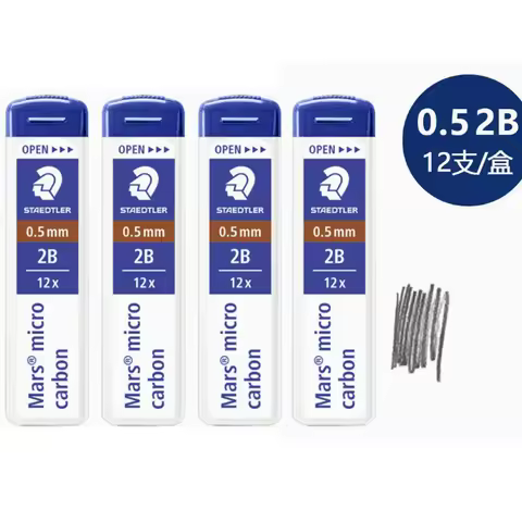 Pack of 4 - STAEDTLER Mars Micro Carbon 250 Mechanical Pencil Lead Refills 0.5 0.7mm Drawing Pencil 