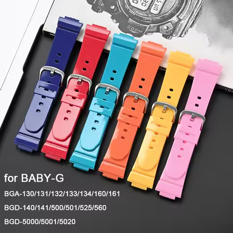 Strap for Casio BABY-G BGA-130/131/160 BGD-140/560 BGD-5000/5020 Replacement Watch Band Women TPU Re