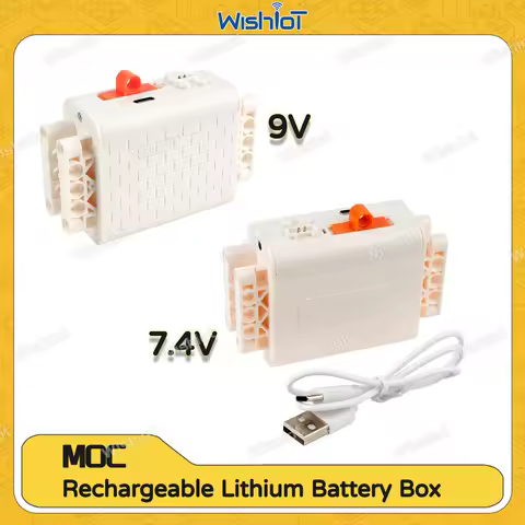 Building Block Rechargeable Lithium Battery Box 7.4V/9V Compatible With Legoeds AA Battery Box 8883 